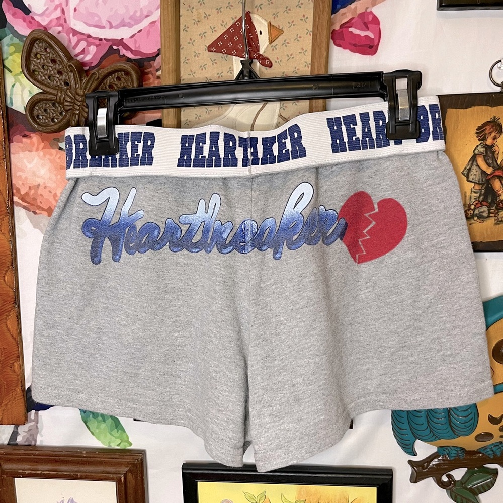 Heartbreaker Women's Athletic Shorts — Gray with Red Heart